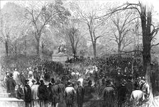 Unveiling of the statue of Sir Walter Scott in Central-Park, New York, 1872. Creator: Unknown