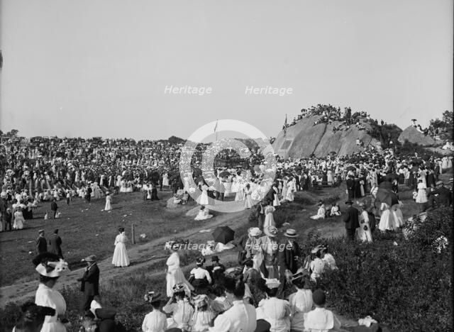 Unveiling tablet commemorating first settelment [sic] of Mass. Bay Colony, Stage Fort..., c1907. Creator: Unknown.