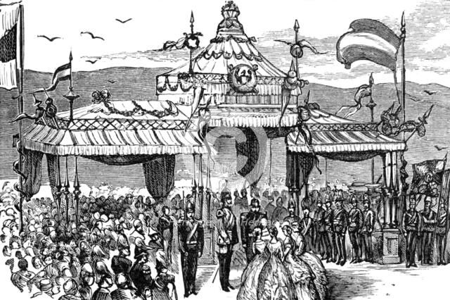 Unveiling the German National Monument at Rüdesheim: presenting address to the Emperor, 1883. Creator: Unknown.