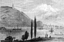 Unveiling the German National Monument at Rüdesheim: the Monument, as seen from Bingenbrück, 1883. Creator: Unknown