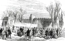 Unveiling the Memorial Tablet of Keats in the English Cemetery at Rome, 1876. Creator: Unknown