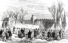 Unveiling the Memorial Tablet of Keats in the English Cemetery at Rome, 1876. Creator: Unknown