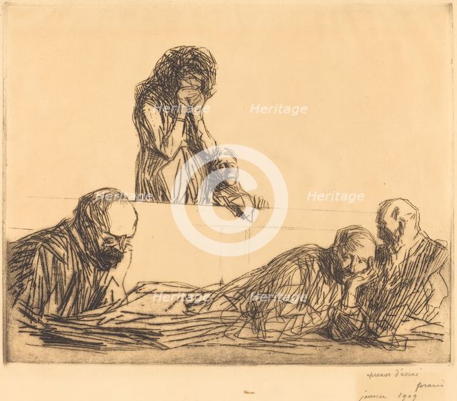 Unwed Mother (first plate), 1909. Creator: Jean Louis Forain.