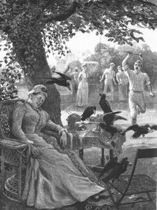 'Unwelcome Visitors - Crows at a Tennis Party in India 1891. Creator: R Barnes