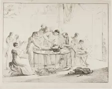 Unwrapping the Mummy, before 1825. Creator: Harriet Cheney
