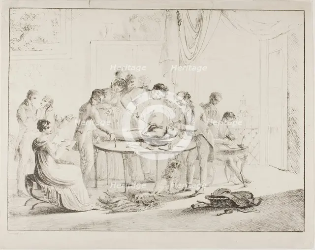 Unwrapping the Mummy, before 1825. Creator: Harriet Cheney.