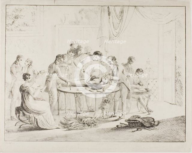 Unwrapping the Mummy, before 1825. Creator: Harriet Cheney.