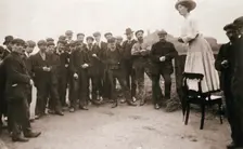 Una Dugdale, British suffragette, campaigning at the Newcastle by-election, September 1908. Creator: Unknown