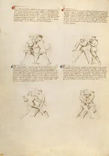 Unarmed Combat; Fior di Battaglia, about 1410. Creator: Fiore Furlan dei Liberi da Premariacco