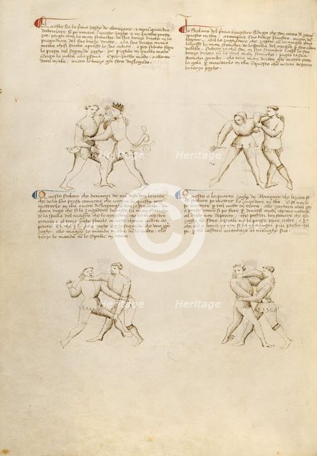 Unarmed Combat; Fior di Battaglia, about 1410. Creator: Fiore Furlan dei Liberi da Premariacco.