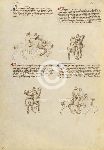 Unarmed Equestrian Combat, about 1410. Creator: Unknown.