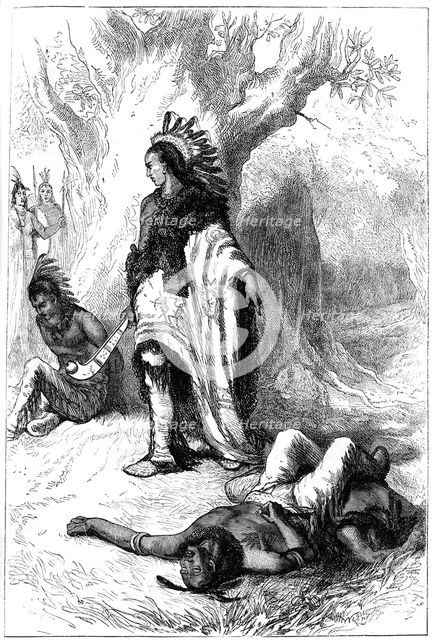 Uncas and Miantonomoh, 1643 (c1880). Artist: Unknown