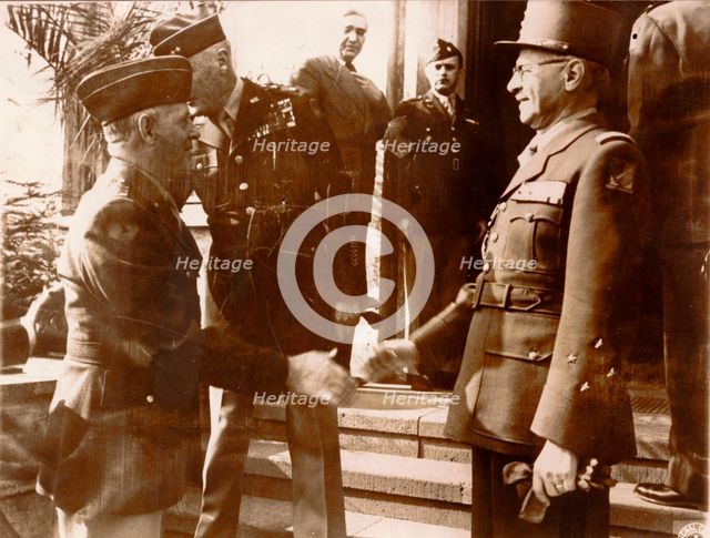 Unconditional surrender of the German armed forces, Rheims, France, World War II, 7 May 1945. Creator: Unknown.