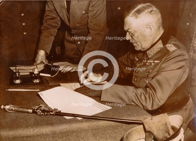 Unconditional surrender of the German armed forces, Rheims, France, World War II, 7 May 1945. Creator: Unknown.