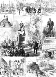 Uncovering the Sir Francis Drake statue at Tavistock, 1883. Creator: Unknown