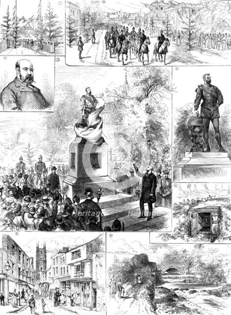 Uncovering the Sir Francis Drake statue at Tavistock, 1883. Creator: Unknown.