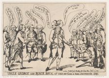 Uncle George and Black Dick at their New Game of Naval Shuttlecock, January 11..., January 11, 1787. Creator: Thomas Rowlandson