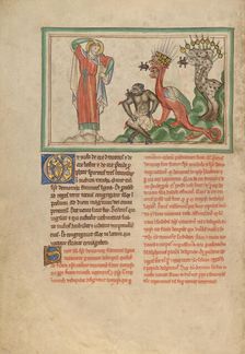 Unclean Spirits Issuing from the Mouths of the Dragon, the Beast, and the False..., about 1255-1260. Creator: Unknown