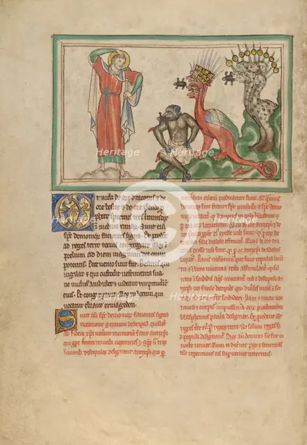 Unclean Spirits Issuing from the Mouths of the Dragon, the Beast, and the False..., about 1255-1260. Creator: Unknown.