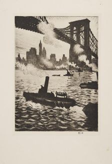 Under Brooklyn Bridge, pub 1921. Creator: Christopher Richard Wynne Nevinson (1889 – 1946)
