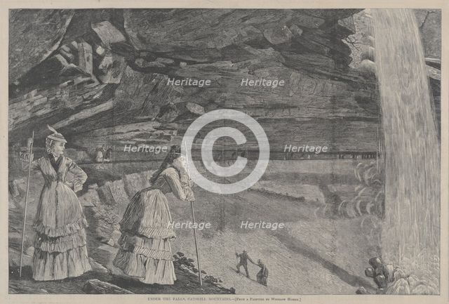 Under the Falls, Catskill Mountains From a Painting by Winslow Homer, 1872. Creator: Winslow Homer (American, 1836-1910).