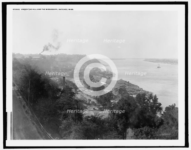 Under the hill and the Mississippi, Natchez, Miss., c.between 1910 and 1920. Creator: Unknown.