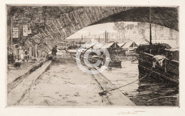 Under the Pont Marie, Paris, 1887. Creator: Charles Adams Platt (American, 1861-1933).