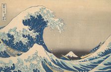 Under the Wave off Kanagawa (Kanagawa oki nami ura), also known as The Great Wave, ..., ca. 1830-32. Creator: Hokusai