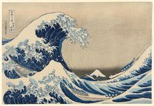 Under the Wave off Kanagawa (Kanagawa oki nami ura), also known as The Great Wave, from..., 1830/33. Creator: Hokusai