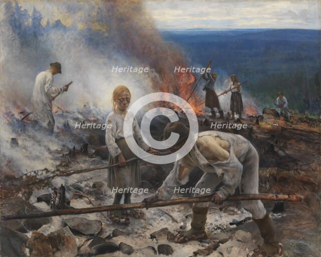 Under the Yoke (Burning the Brushwood), 1893. Creator: Eero Jarnefelt.