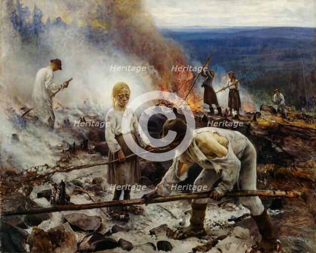 Under the Yoke (Burning the Brushwood). Artist: Järnefelt, Eero (1863-1937)