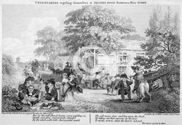 'Undertakers regaling themselves at Death's Door', Battersea, London, 1801.                          Artist: Samuel Rawle