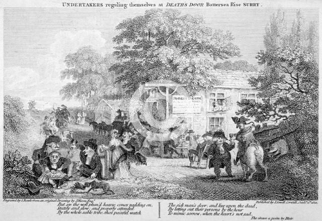 'Undertakers regaling themselves at Death's Door', Battersea, London, 1801.                          Artist: Samuel Rawle
