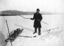 Underwater fishing with ouds on the Angara, 1911. Creator: Unknown