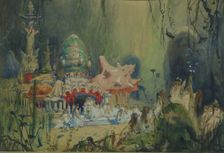 Underwater Kingdom. Stage design for the opera Rusalka by A. Dargomyzhsky, 1884. Artist: Vasnetsov, Viktor Mikhaylovich (1848-1926)