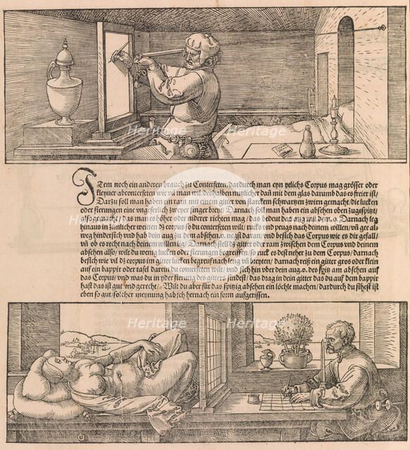 Underweysung der Messung (Nuremberg, 1538), 1538, 1527, 1532., 1538, 1527, 1532. Creator: Albrecht Durer.