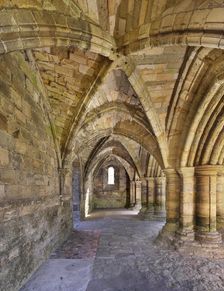 Undercroft to St Michael's tower, Wenlock Priory, Much Wenlock, Shropshire, 2019. Creator: James O Davies