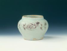 Underglaze red jarlet, Yuan dynasty, China, 1325-1350. Creator: Unknown