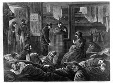 Underground Lodgings for the Poor, Greenwich Street, New York, from Harper's Weekly, pub. 1869. Creator: Paul Frenzeny (1840-1902)