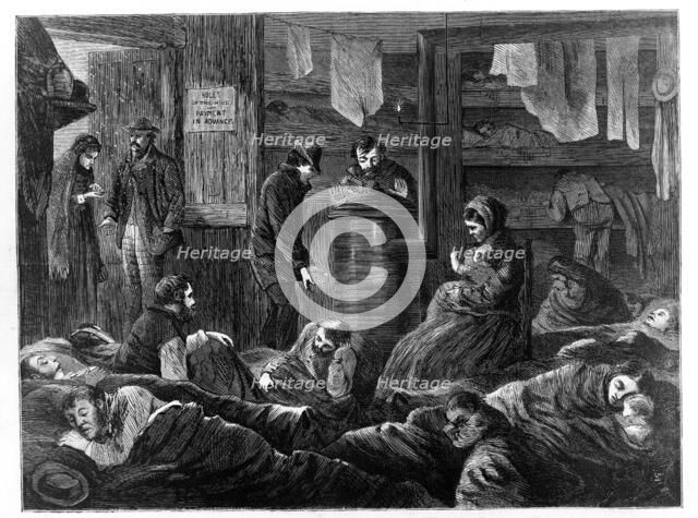 Underground Lodgings for the Poor, Greenwich Street, New York, from Harper's Weekly, pub. 1869. Creator: Paul Frenzeny (1840-1902).
