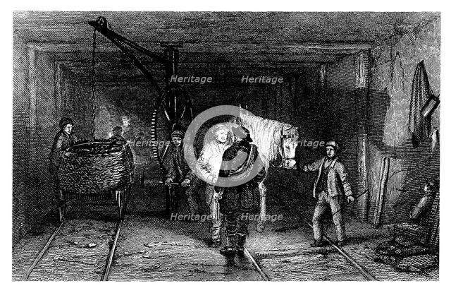 Underground scene in a coal mine, 1860. Creator: Unknown.