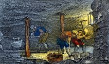 Underground scene in a coal mine in the Newcastle-upon-Tyne area of England, 1823