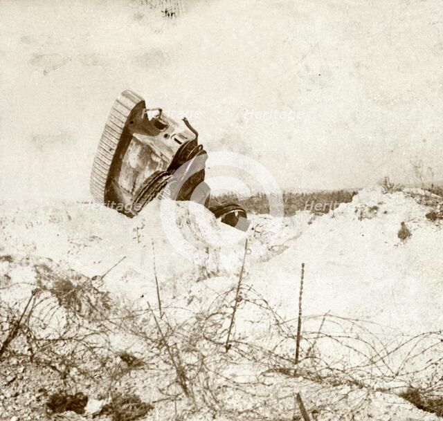 Underside of damaged tank, c1914-c1918. Artist: Unknown.