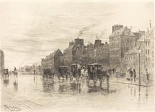 Une Matinée d'Hiver au Quai de l'Hôtel-Dieu (Winter Morning on the Quai de l'Hôtel-Dieu), 1876. Creator: Felix Hilaire Buhot