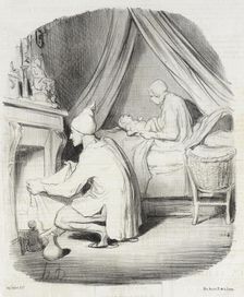 Une nuit agitée, 1847. Creator: Honore Daumier