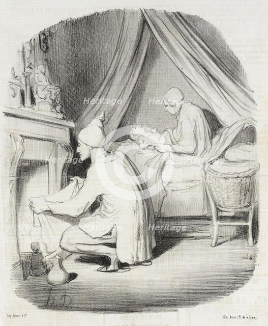 Une nuit agitée, 1847. Creator: Honore Daumier.