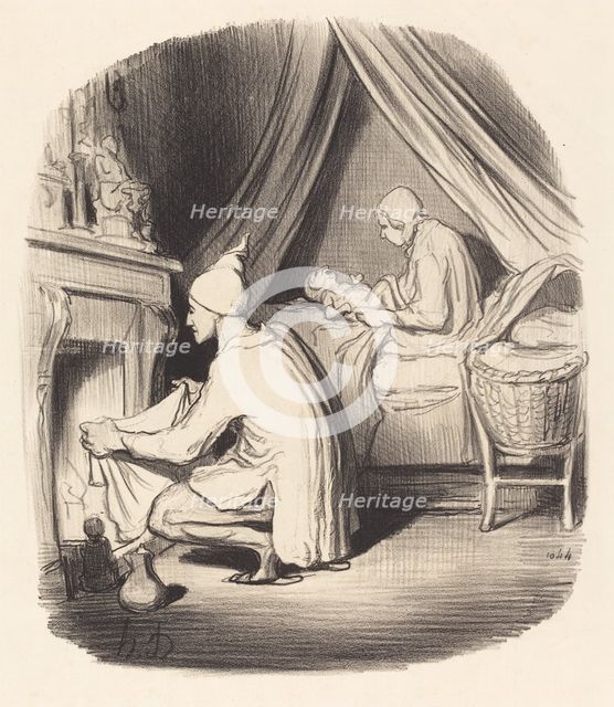 Une nuit agitée, 1847. Creator: Honore Daumier.