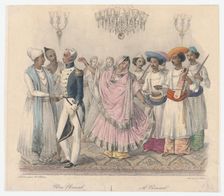 Une Nautch; from Twenty four Plates Illustrative of Hindoo and European Manners in Bengal,..., 1832. Creators: Alexandre-Marie Colin, Jean Jacques Belnos