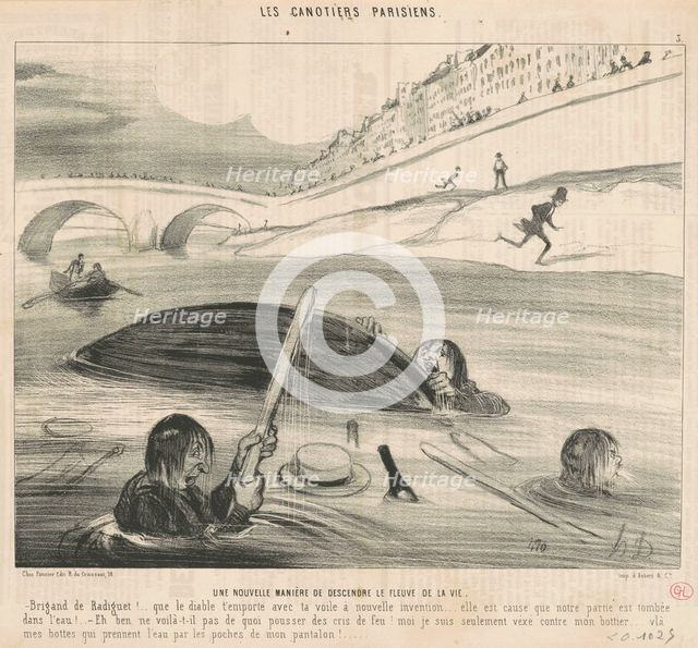 Une nouvelle maniére de descendre le fleuve de la vie, 19th century. Creator: Honore Daumier.