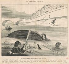 Une nouvelle maniére de descendre le fleuve de la vie, 19th century. Creator: Honore Daumier